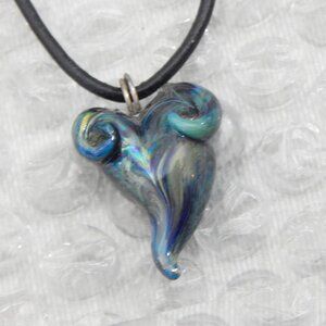 HEART NECKLACE - LAMPWORK HOTGLASS HEART - HANDMADE - by The Glass Mermaid